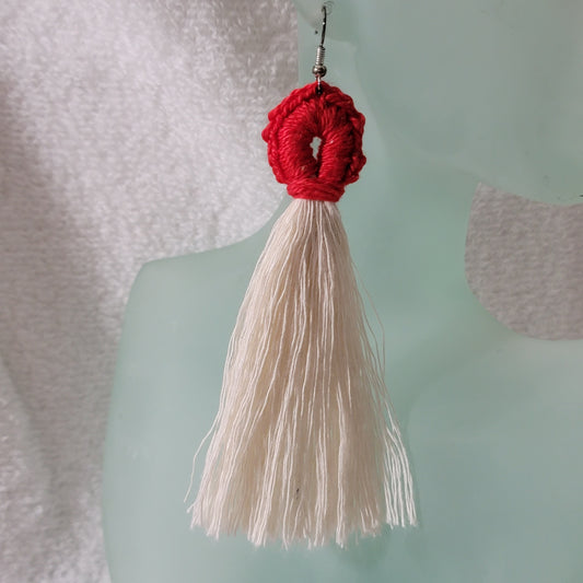 Red Crafty Loop Boho Earrings