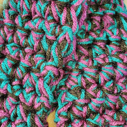 Mini Chunky Infinity Scarf - Purple, Teal & Black