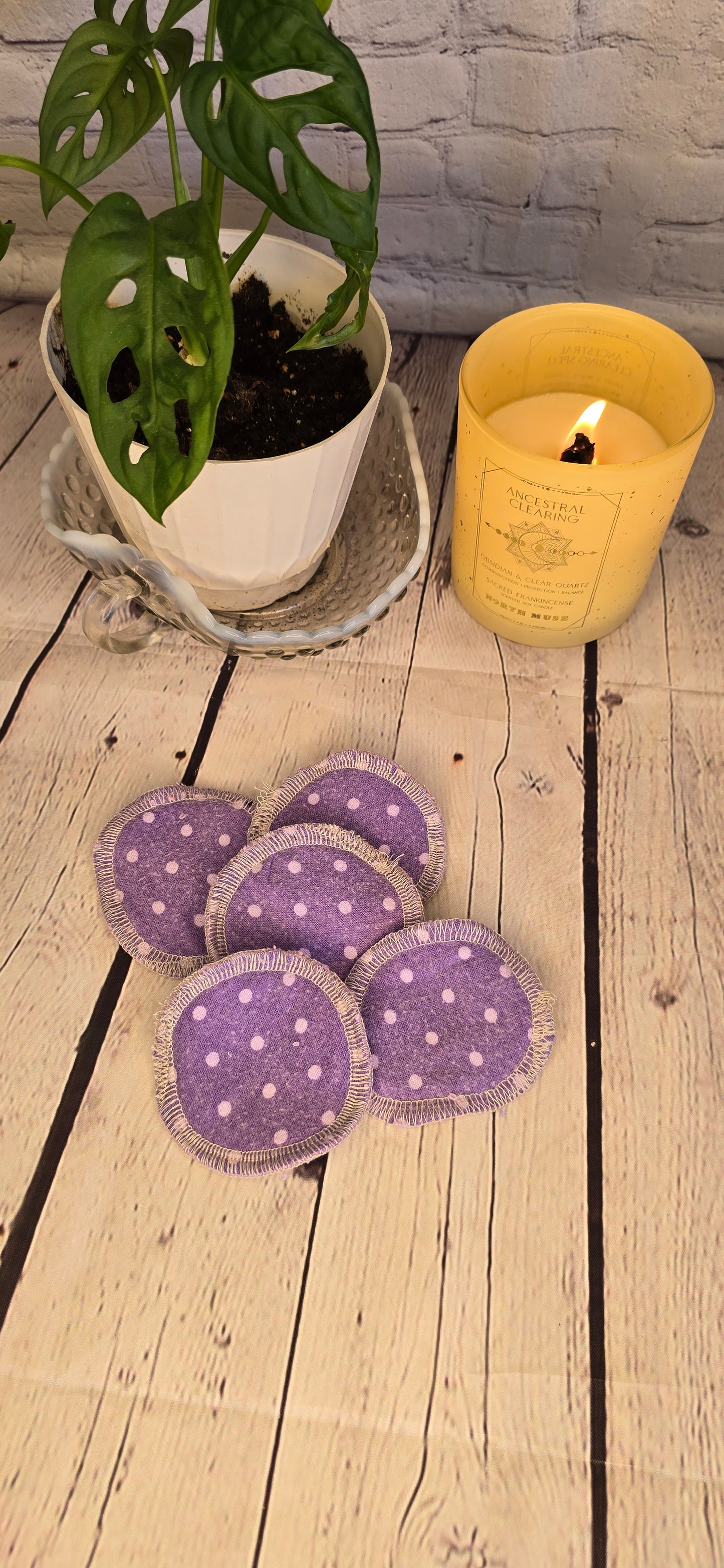 Reusable Cotton Rounds - Purple Polk-A-Dot