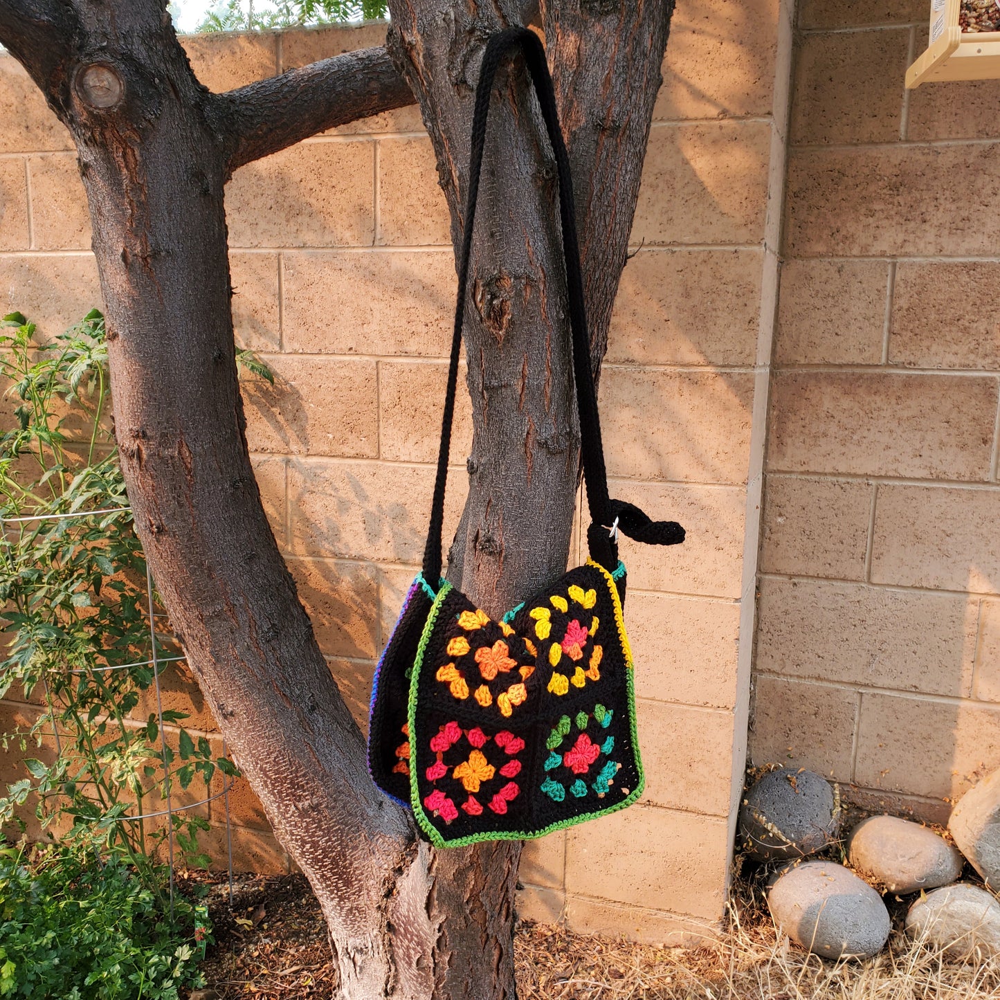 Rainbow and Black Granny Messenger Bag