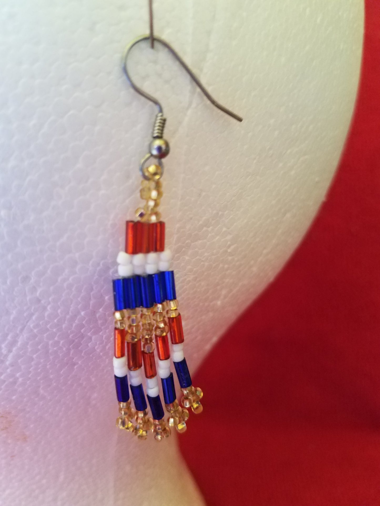 Red, White and Blue Dangle Earrings