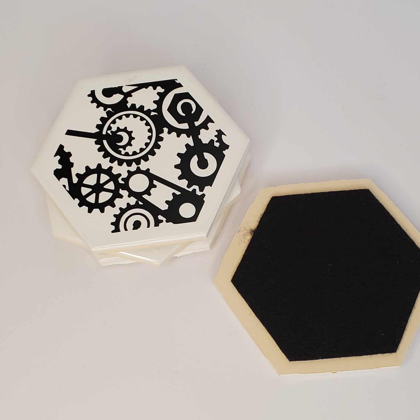 Rose Gold & Black Steampunk Tile Coaster