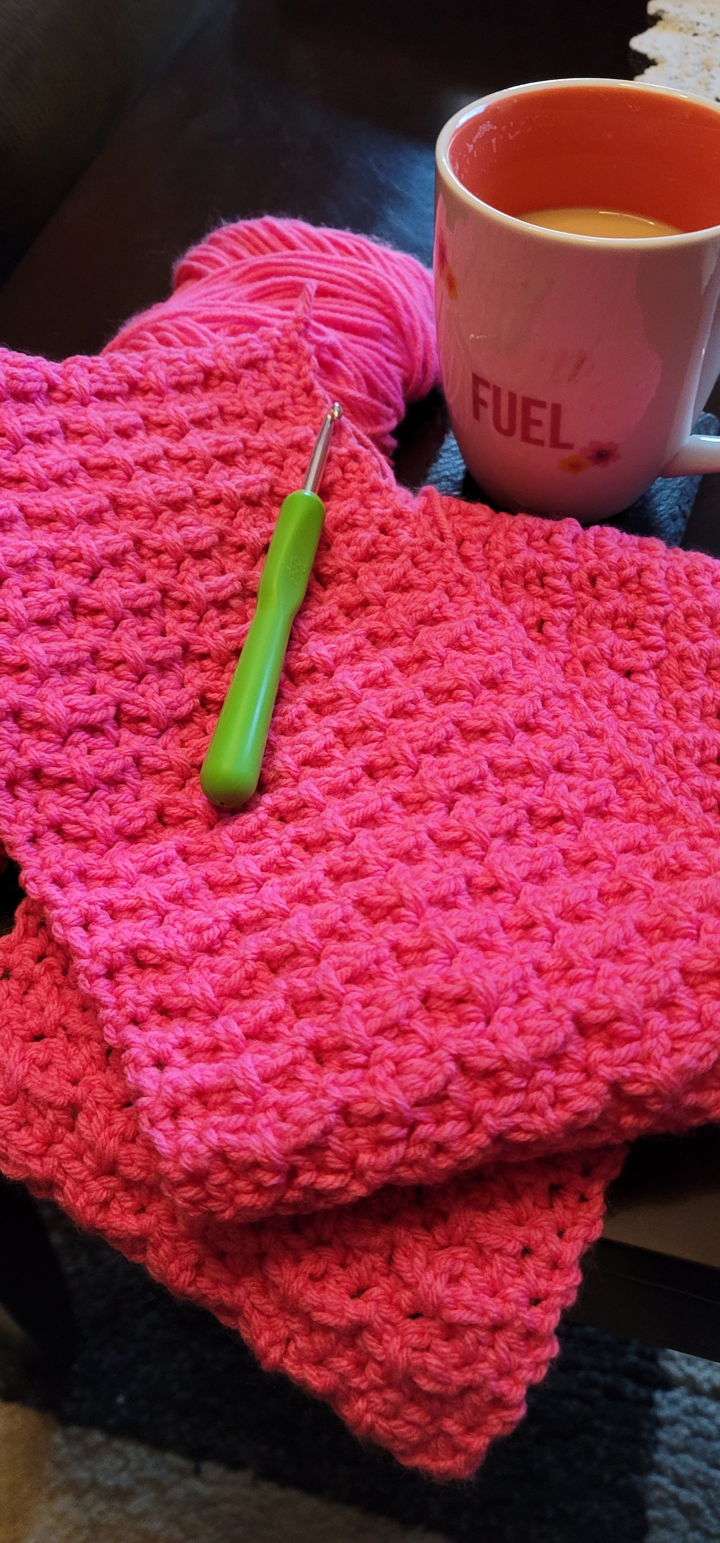 Pink and White Barbed Stitch Scarf