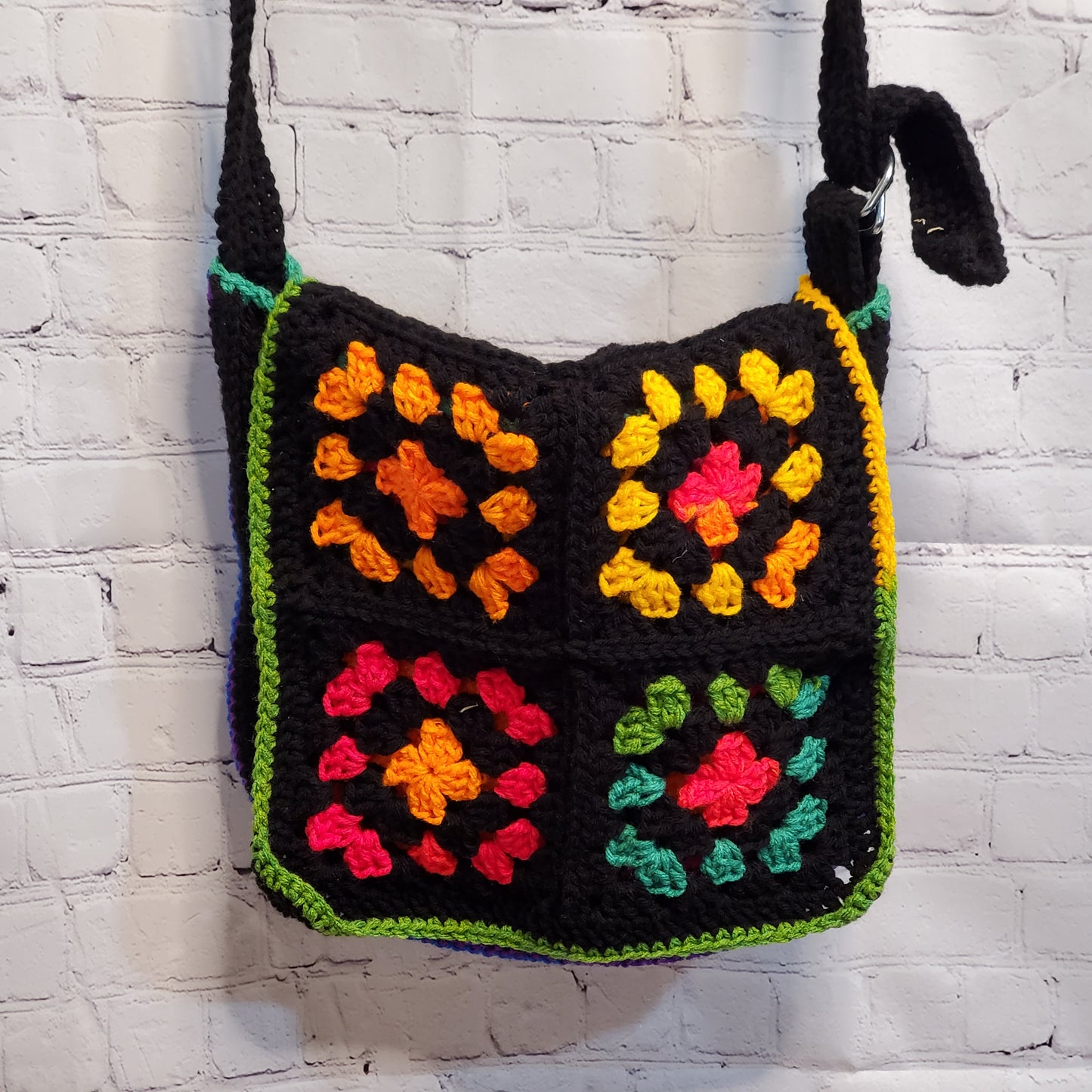 Rainbow and Black Granny Messenger Bag