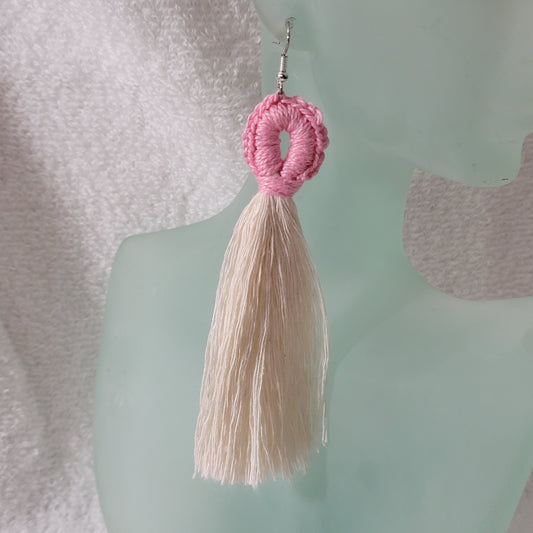 Pale Pink Crafty Loop Boho Earrings