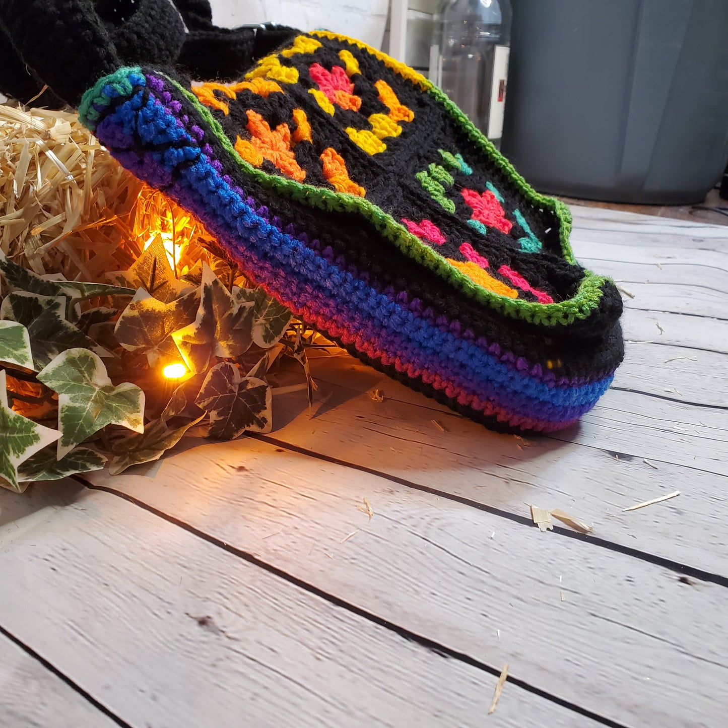 Rainbow and Black Granny Messenger Bag