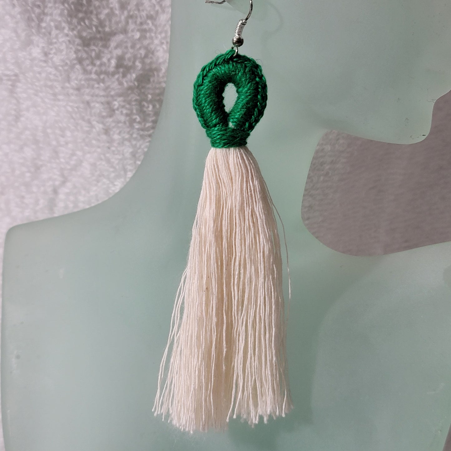 Green Crafty Loop Boho Earrings