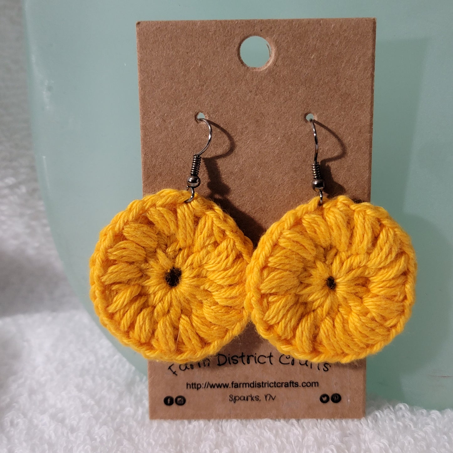 Crocheted Boho Dangle Earring - Yellow