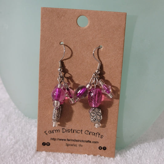 Purple Beaded Dangle Earrings